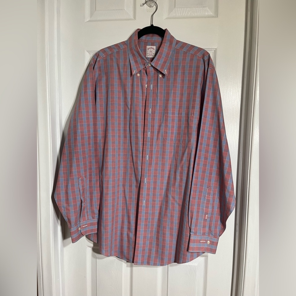 Brooks Brothers 346 Cotton Long Sleeve Button Down Plaid Shirt Men Size Large